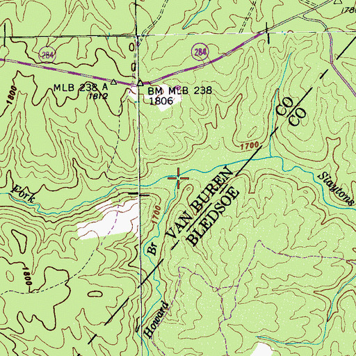 Topographic Map of Howard Branch, TN