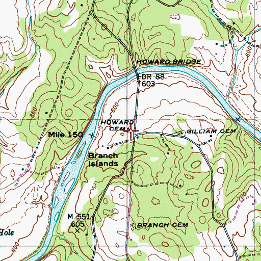 Topographic Map of Howard Cemetery, TN