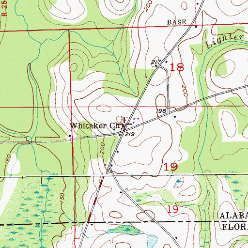 Topographic Map of Whitaker Church, AL