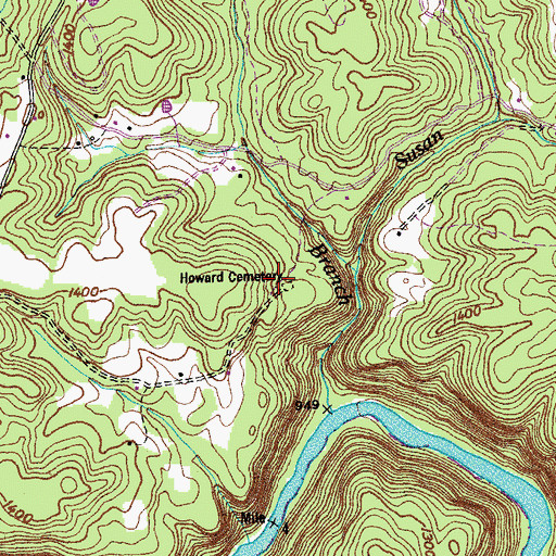 Topographic Map of Howard Cemetery, TN