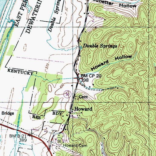 Topographic Map of Howard Hollow, TN
