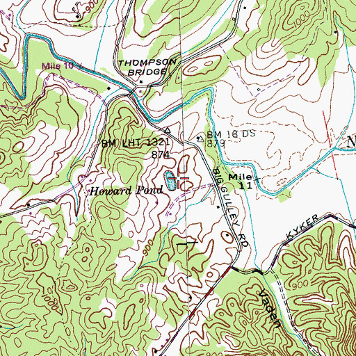 Topographic Map of Howard Pond, TN