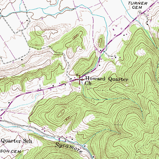 Topographic Map of Howard Quarter Church, TN
