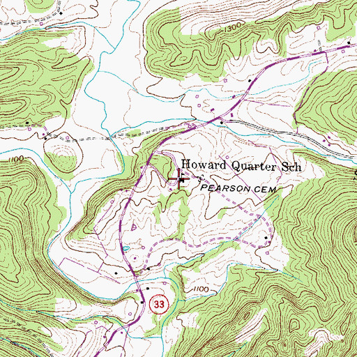 Topographic Map of Howard Quarter School, TN