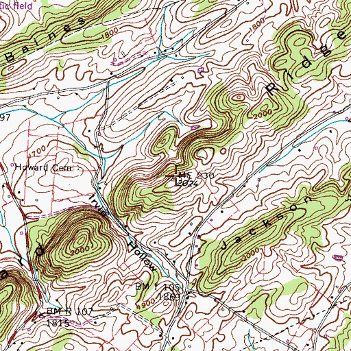 Topographic Map of Howard Ridge, TN
