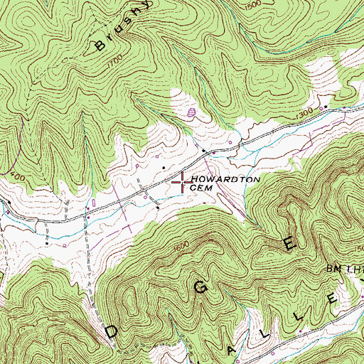Topographic Map of Howardton Cemetery, TN