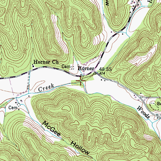 Topographic Map of Howell Branch, TN