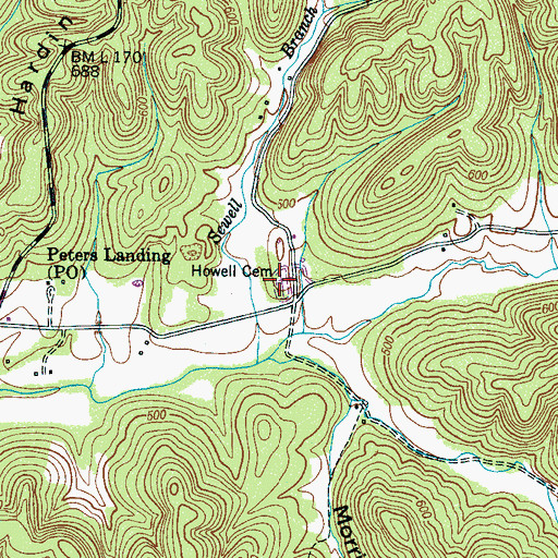 Topographic Map of Howell Cemetery, TN