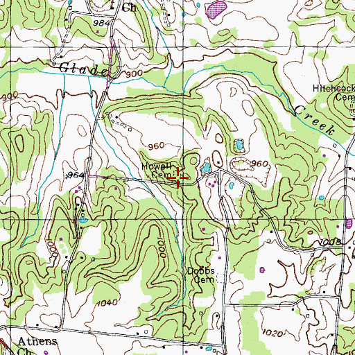Topographic Map of Howell Cemetery, TN