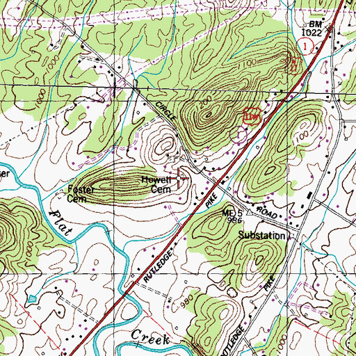 Topographic Map of Howell Cemetery, TN