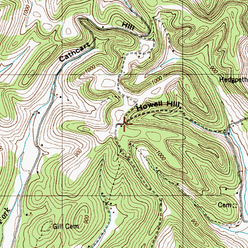 Topographic Map of Howell Hill, TN