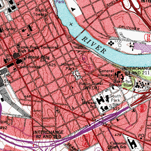 Topographic Map of Howell Park, TN