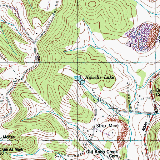 Topographic Map of Howells Lake, TN
