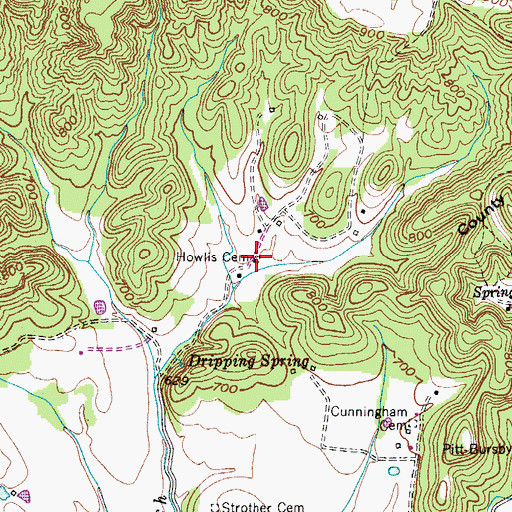 Topographic Map of Howlis Cemetery, TN