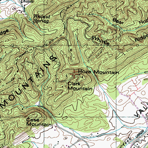 Topographic Map of Hoze Mountain, TN