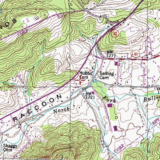 Topographic Map of Hubbs Cemetery, TN