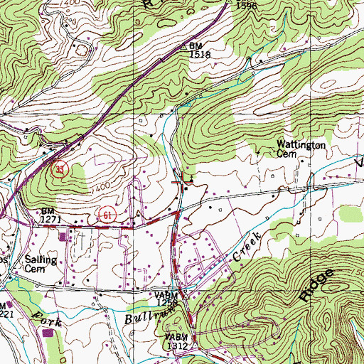 Topographic Map of Hubbs Grove School, TN