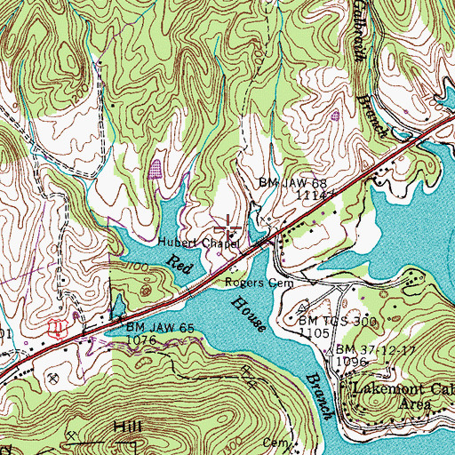 Topographic Map of Hubert Chapel, TN