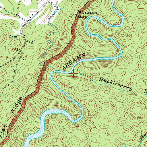Topographic Map of Huckleberry Branch, TN