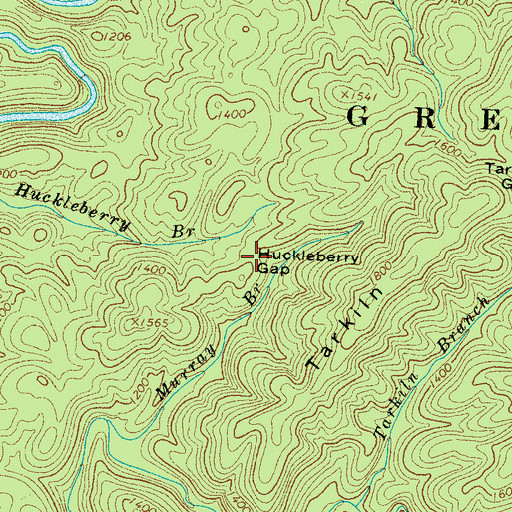 Topographic Map of Huckleberry Gap, TN
