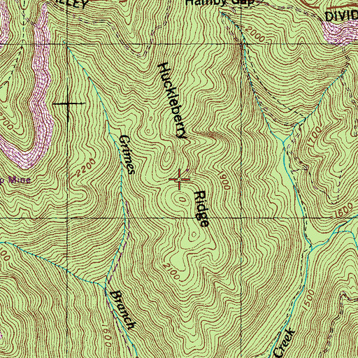 Topographic Map of Huckleberry Ridge, TN