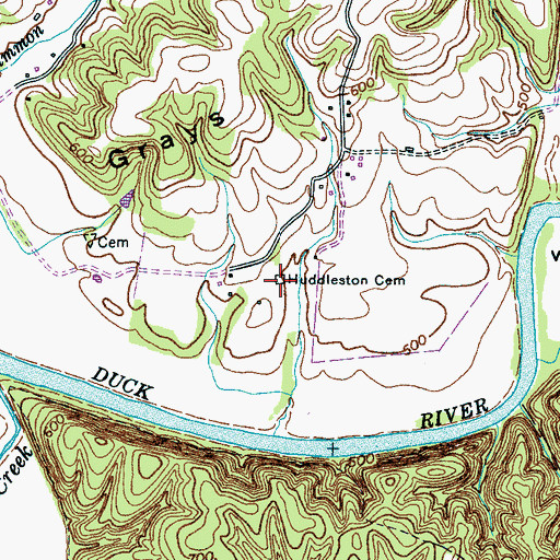 Topographic Map of Huddleston Cemetery, TN