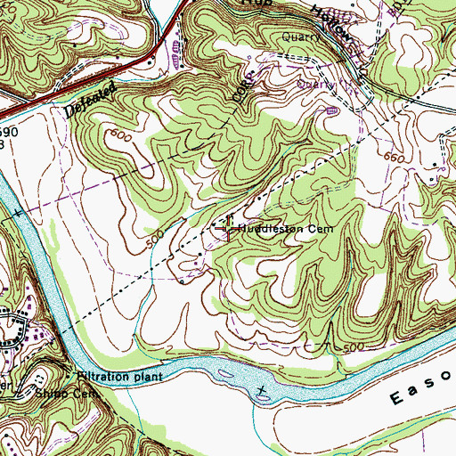 Topographic Map of Huddleston Cemetery, TN