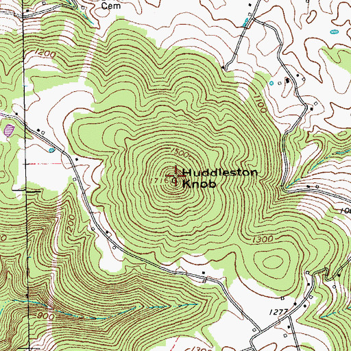 Topographic Map of Huddleston Knob, TN
