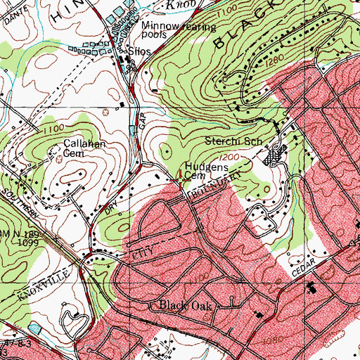 Topographic Map of Hudgens Cemetery, TN