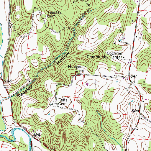 Topographic Map of Hudgens Cemetery, TN