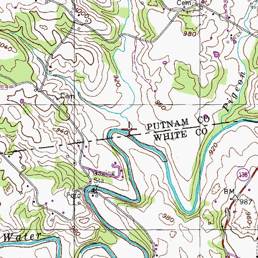 Topographic Map of Hudgens Creek, TN