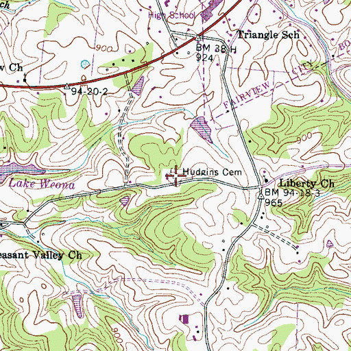 Topographic Map of Hudgins Cemetery, TN