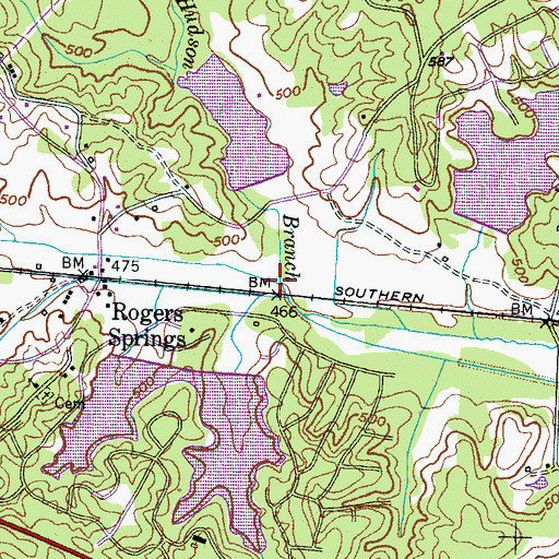 Topographic Map of Hudson Branch, TN