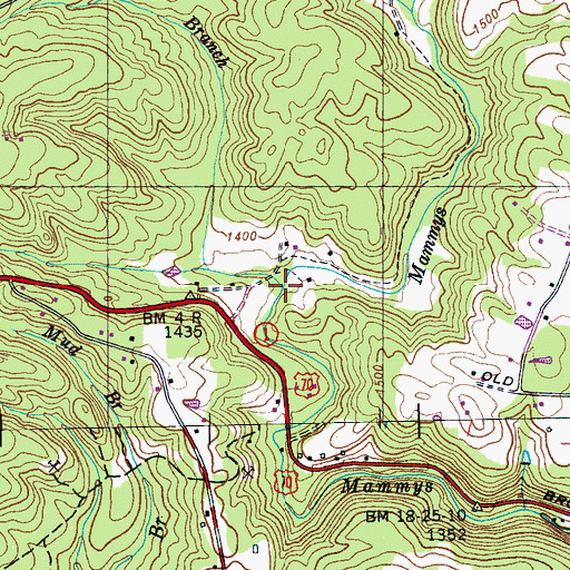 Topographic Map of Hudson Branch, TN