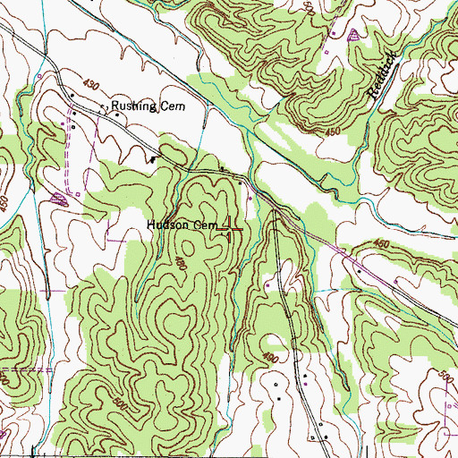 Topographic Map of Hudson Cemetery, TN