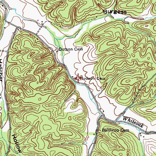 Topographic Map of Hudson Cemetery, TN