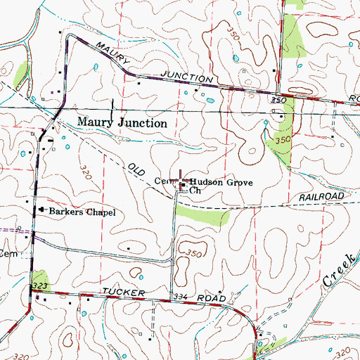 Topographic Map of Hudson Grove Church, TN
