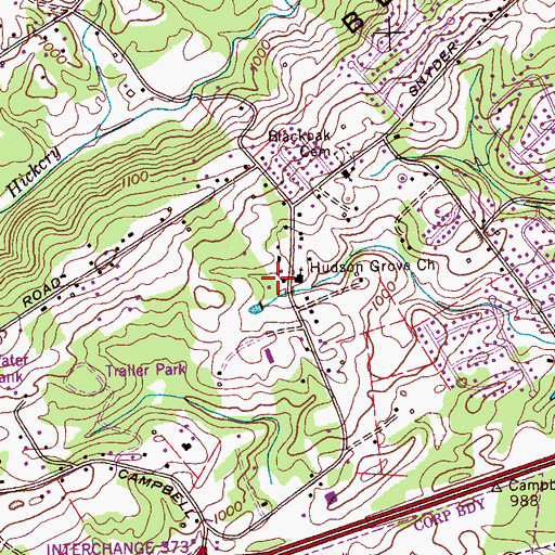 Topographic Map of Hudson Grove Church, TN