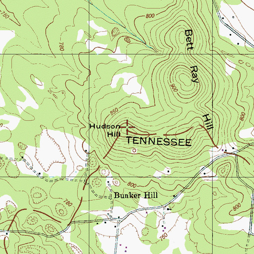 Topographic Map of Hudson Hill, TN