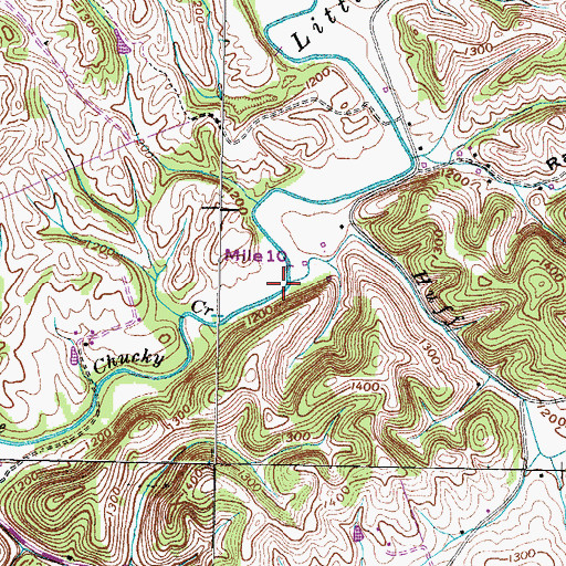 Topographic Map of Huff Branch, TN