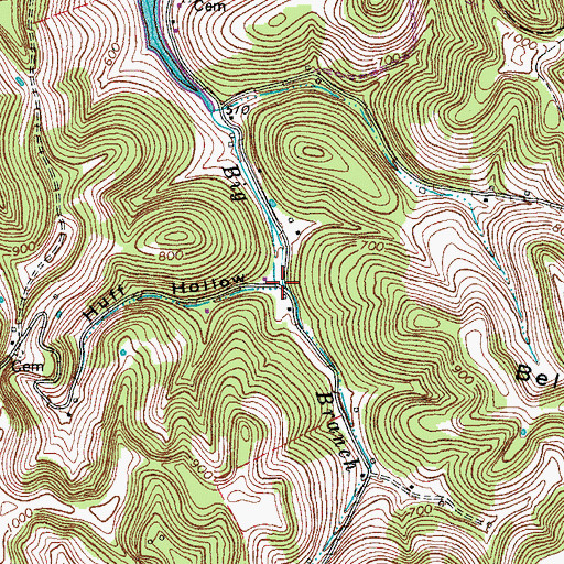 Topographic Map of Huff Hollow, TN