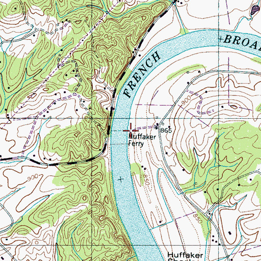 Topographic Map of Huffaker Ferry, TN