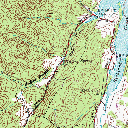 Topographic Map of Huffine Spring, TN