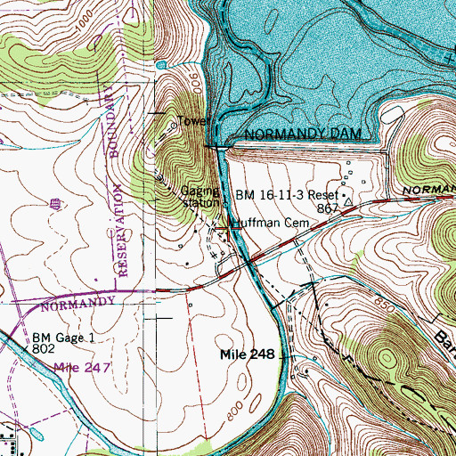 Topographic Map of Huffman Cemetery, TN