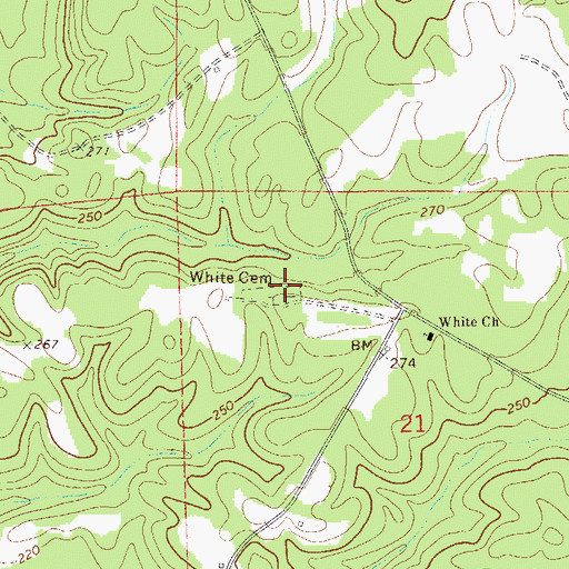 Topographic Map of White Cemetery, AL