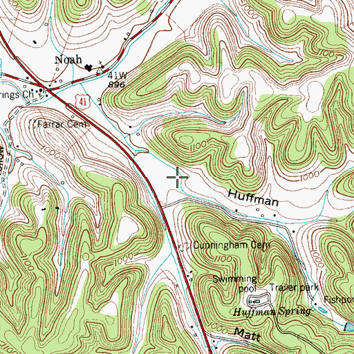 Topographic Map of Huffman Hollow, TN