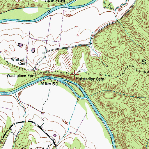 Topographic Map of Hufstedler Cemetery, TN