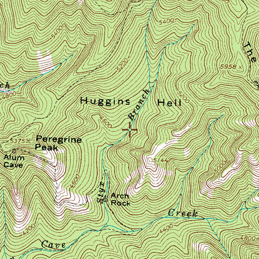 Topographic Map of Huggins Hell, TN