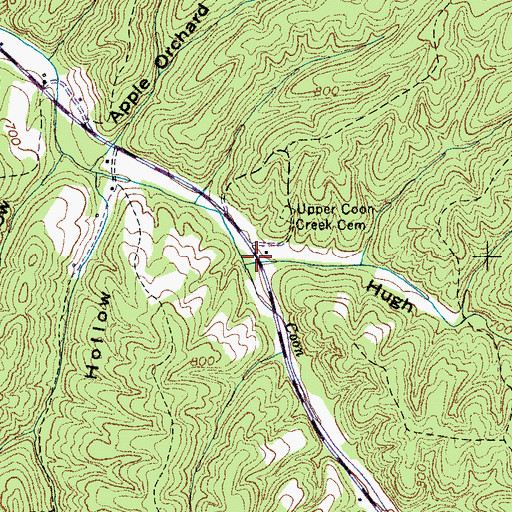 Topographic Map of Hugh Hollow, TN