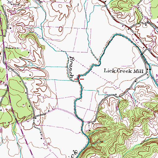 Topographic Map of Hughes Branch, TN